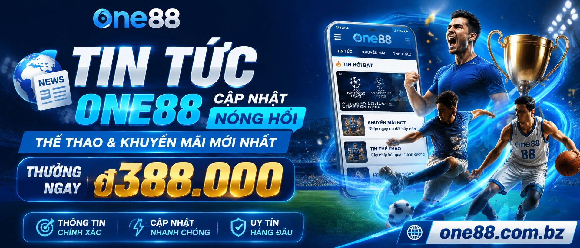 Giao diện tin tức One88 trên mobile với bố cục đọc nhanh