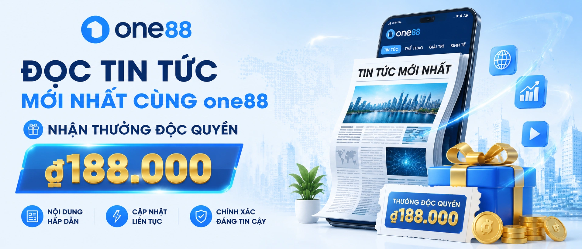 Banner tin nổi bật về promo và thanh toán trên One88