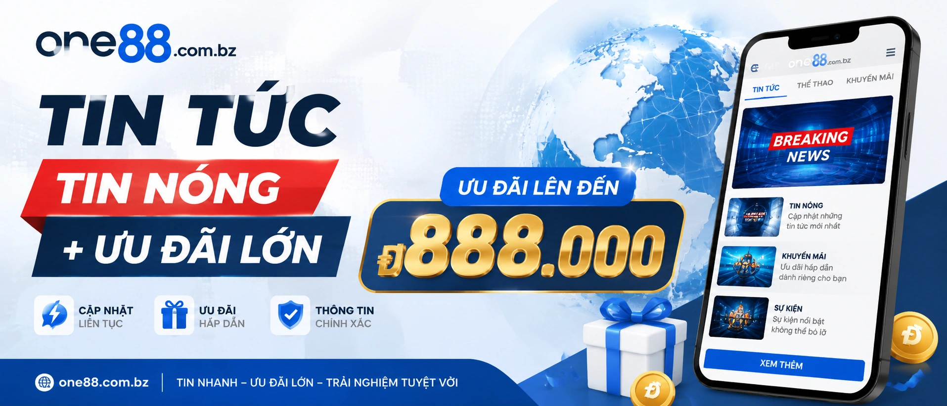 Hình minh họa tin tức nền tảng One88 với bố cục nhiều mục